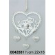 Pendaglio Cuore C/Coppia Gufi E 3 Cuori Bianconr. Cm22 Ad154160*Disp.11/2014*