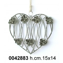 Pendaglio Cuore Con Fiori Grigio Cm15 Ad153466*Disp.11/2014*Nr.