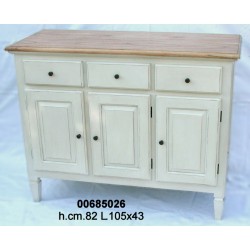 Credenza Bassa 3 Porte Bianco Top Nocciola