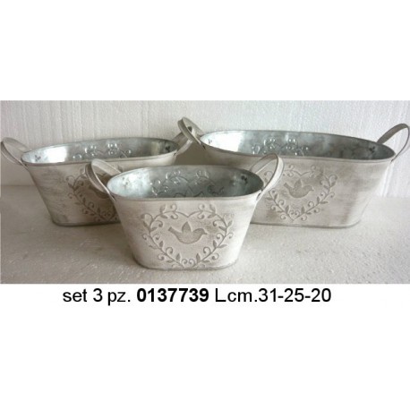 Set 3 Fioriere Ovali Latta Mk1727S3A