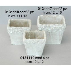 Vaso Quadro Cemento Sbiancato Dx41049A