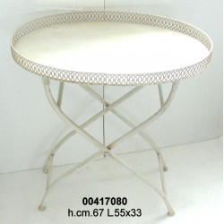 Tavolino Ovale Pieghevole Crema 100473Hd